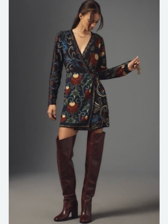 FARM Rio Dresses & Skirts - FARM Rio x Anthropologie mixed arabesque scarves wrap mini dress